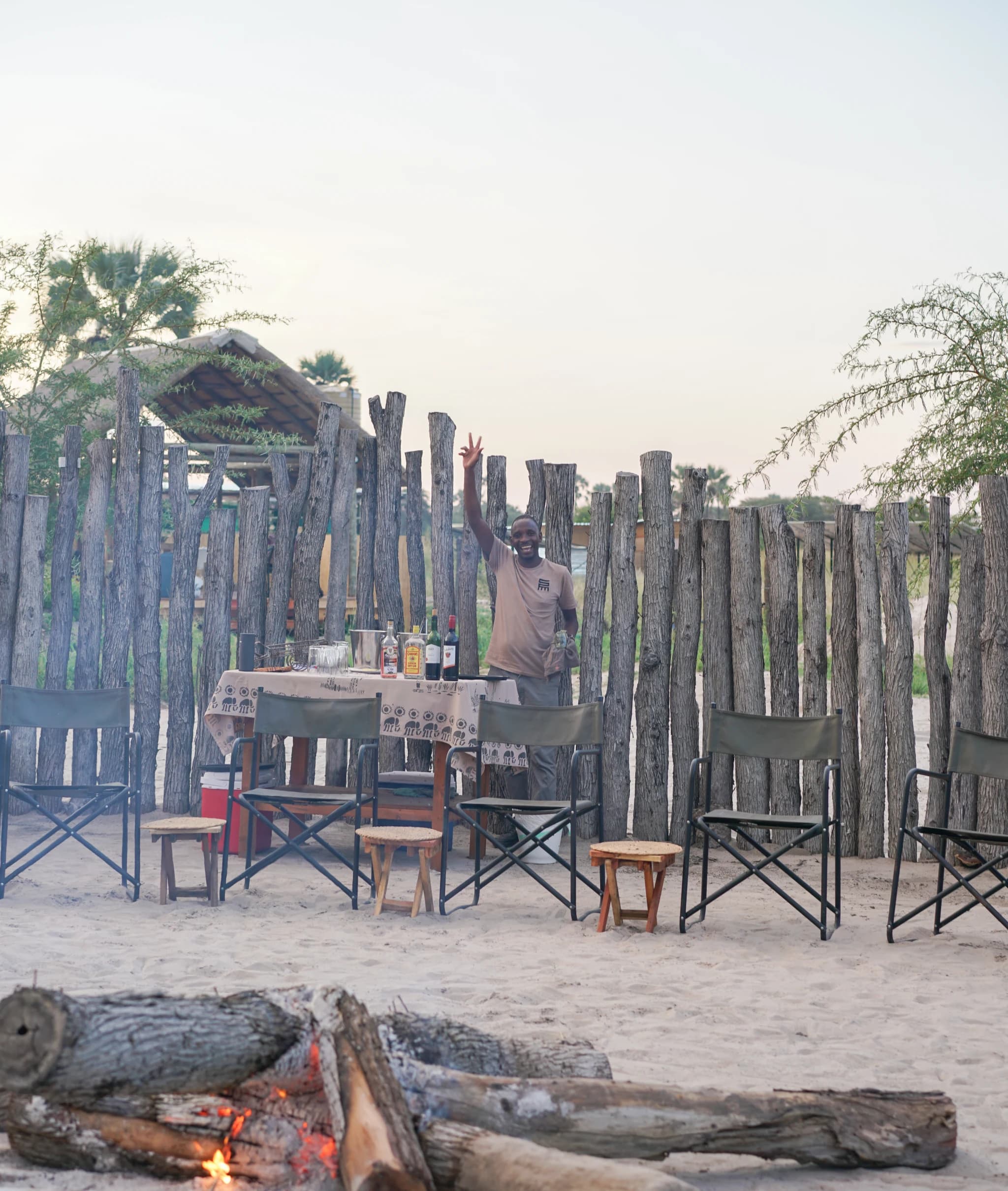 Boma dinner table set for the evening